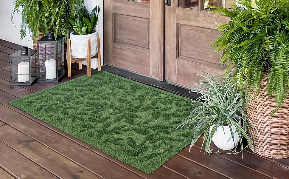 Килимок для дому та вулиці з антиковзаючою основою, 45x75 см, зелений