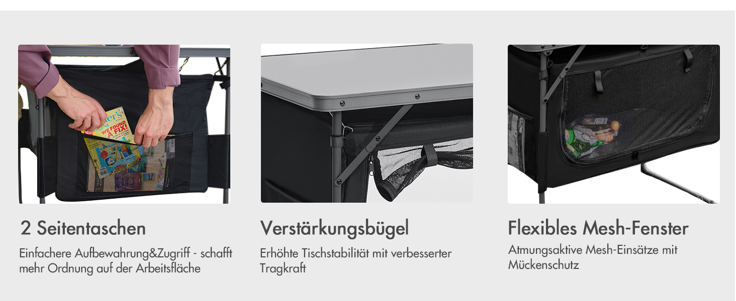 Складний кемпінговий стіл Portal зі зберіганням, портативний міні-стіл для пікніка, саду, балкону