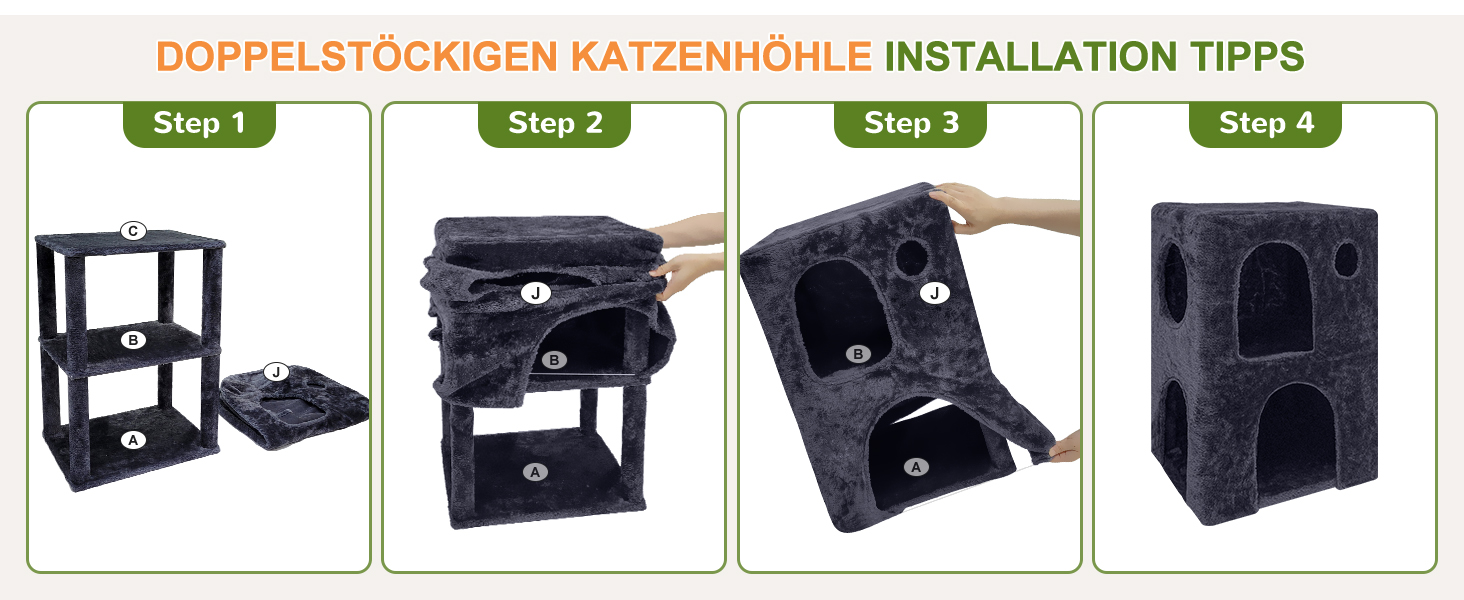 Дім-кіготник для котів Globlazer XL, 127 см, сірий. З платформою, будиночком та іграшками. Для великих котів та літніх тварин.