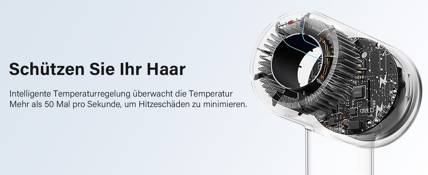 Фен з дифузором, 110000 об/хв безщітковий двигун, низький шум 57dB, для подорожей та дому, Dark Grey