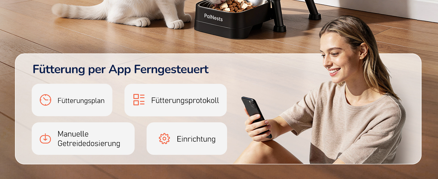 Автоматичний годівник для котів PalNests 4L з Wi-Fi, програмований таймер, сухий корм для котів/собак