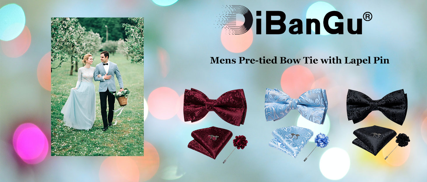 Шовковий крават-метелик DiBanGu з нагрудником та краватковою шпилькою. Комплект для вечірки, весілля, прому. Темно-фіолетовий колір