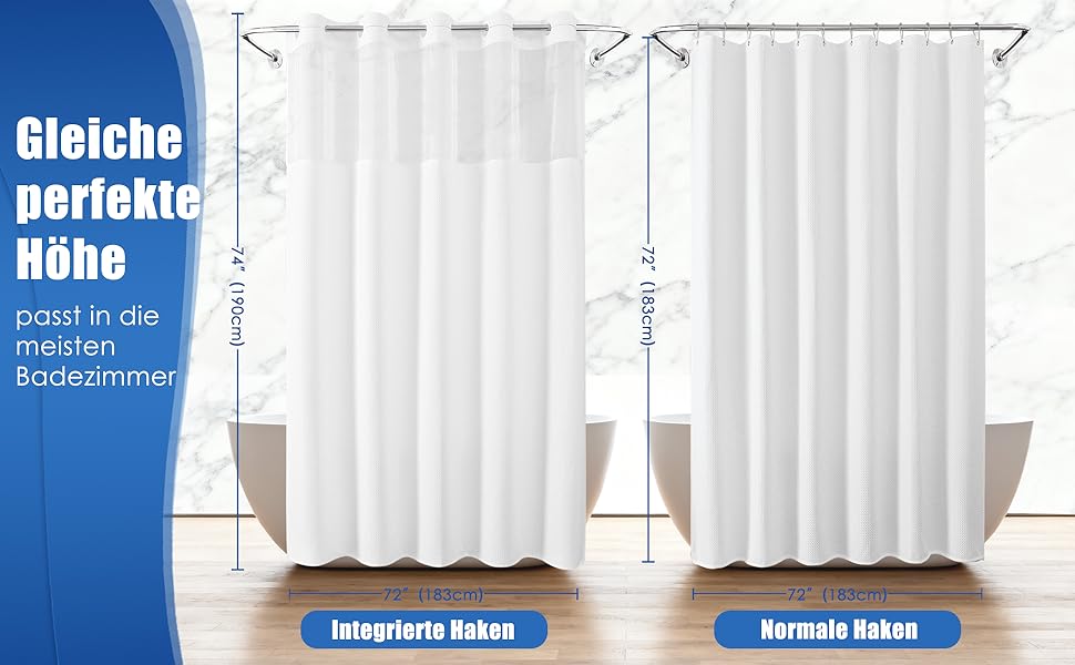 Водонепроникна штора для душу з вафельної тканини 180x190 см, 260 GSM, сіра. Преміум якість, антигрибкова, з 10 кільцями, готельний стиль, машинне прання