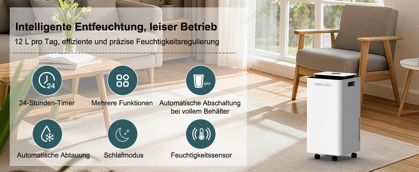 Зволожувач повітря 12L/24H для ванної кімнати та кімнати, 18-24м², білий (FDD12)