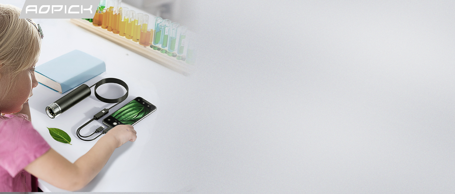 USB мікроскоп для смартфона, 1080P HD, 10-200x, з LED підсвічуванням, сумісний з iOS, Android, Tablet