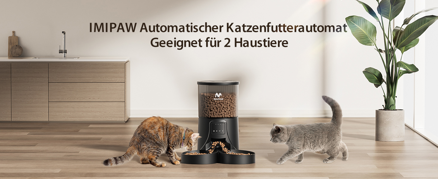 Автоматичний годівниця для котів та собак IMIPAW WiFi: керування через додаток, 4L, програмування, сухий корм, для 2 тварин