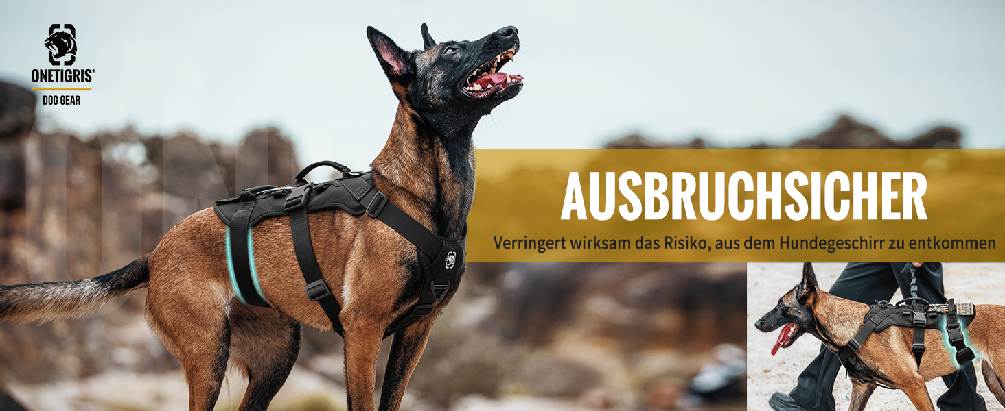 Шлейка для собак OneTigris T-Bone, тактична, з двома ручками, чорна, M (14-27 кг)