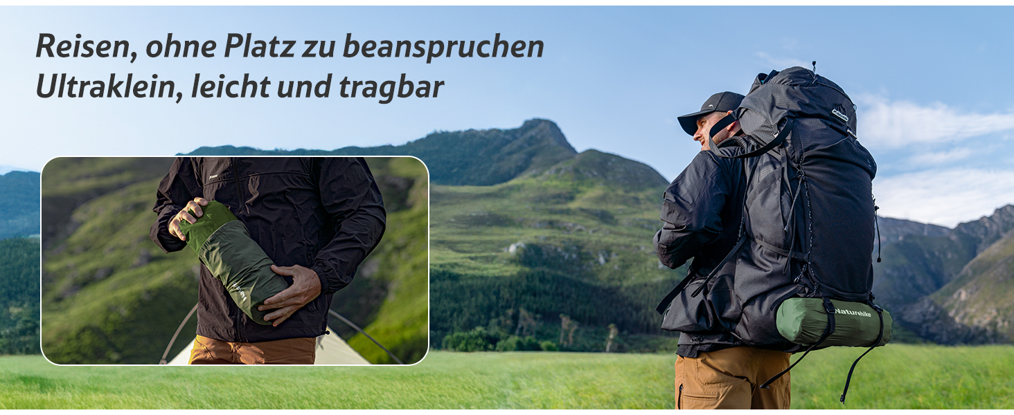 Килимок для кемпінгу Naturehike, Ultraleichte, Надувний, з інтегрованим насосом, для велосипедних походів та наметів, односпальний (з надувним мішком для зберігання, двоспальний)