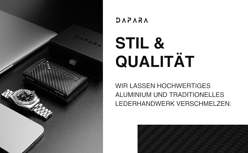 Чоловічий гаманець DAPARA з RFID-захистом | Тонкий гаманець для чоловіків з відділом для монет | Гаманець-картхолдер на 12 карт | Чоловічий гаманець з карбону - чорний