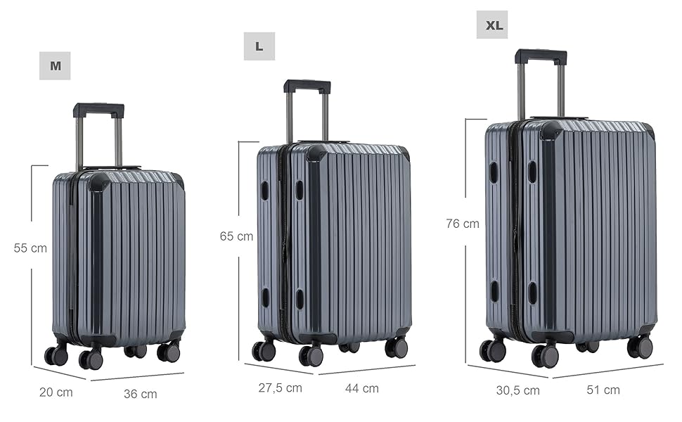 Чорний великий валіза на 4 колесах з TSA-замком, телескопічним ручками та жорстким корпусом, 76 см