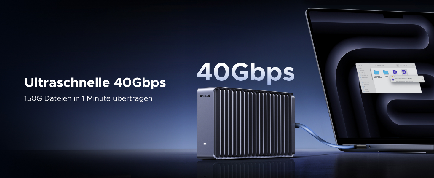Зовнішній корпус для NVMe SSD UGREEN Thunderbolt 4, 40Gbps, швидкість до 3848МБ/с