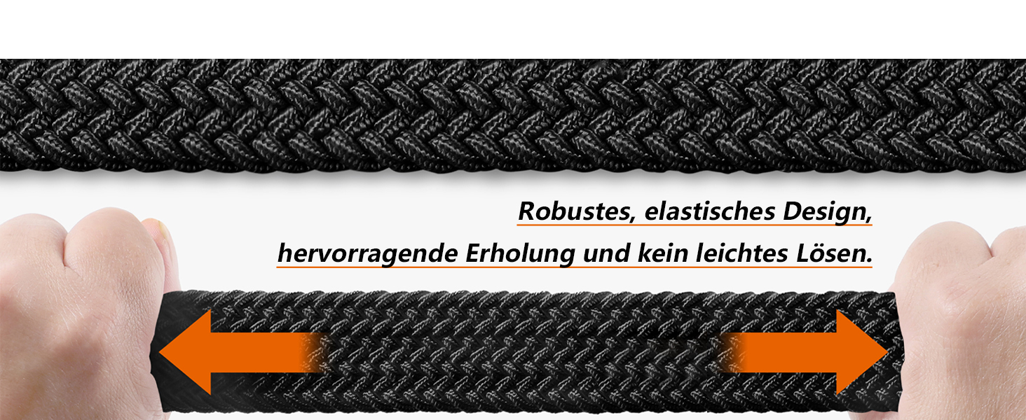 Набір з 2 еластичних тканинних ременів для жінок та чоловіків – регульовані, 3,3 см, довжина 100-120 см (чорний + синій), 100 см