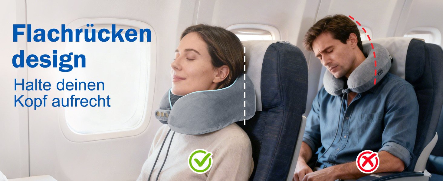 Подушка для шиї дитяча та доросла з Memory Foam 220г, ергономічна, регульована, сіра. Для подорожей літаком, авто та потягом.