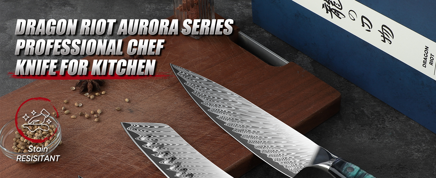 Набір кухонних ножів DRAGON RIOT 3 шт. з ергономічними дерев'яними ручками, японський кухонний набір (Kochmesser, Santoku, Allzweckmesser)