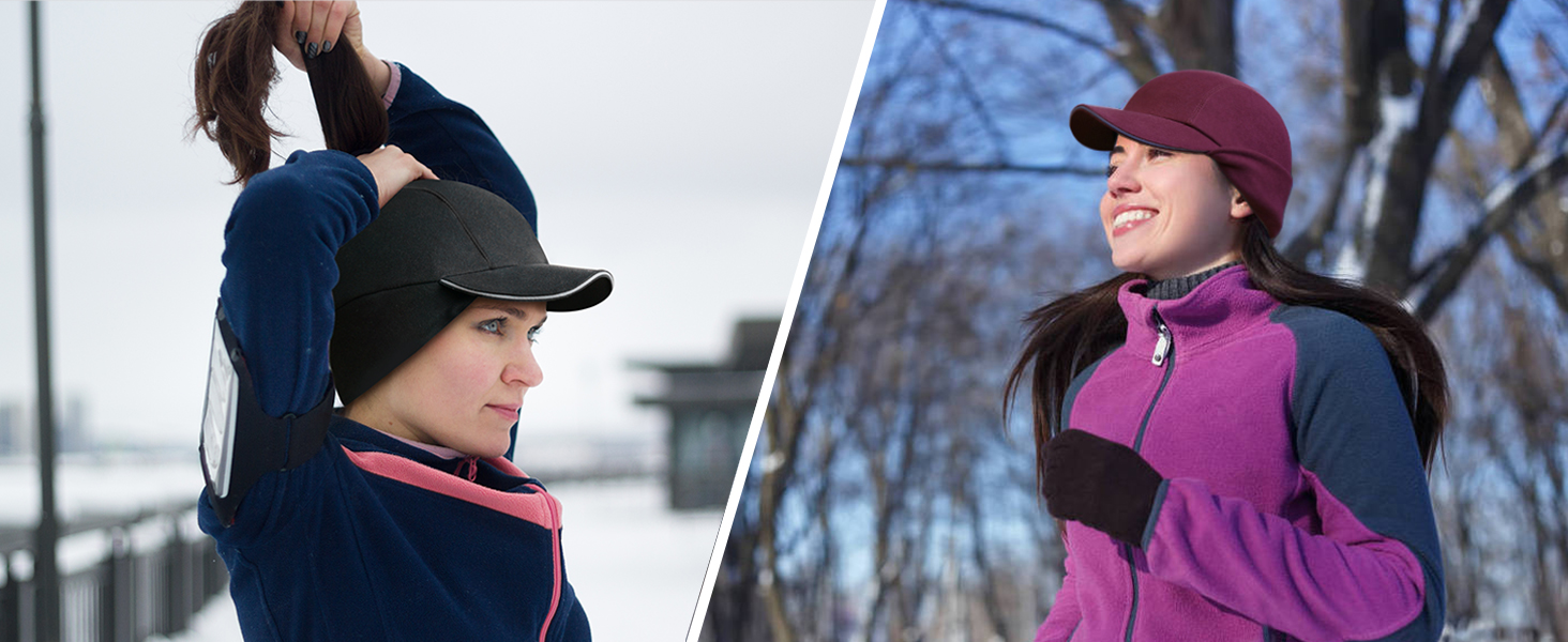 Жіноча зимова шапка GADIEMKENSD з відбиваючими елементами та мішком для хвоста, навушники-гетри, для активного відпочинку, чорна