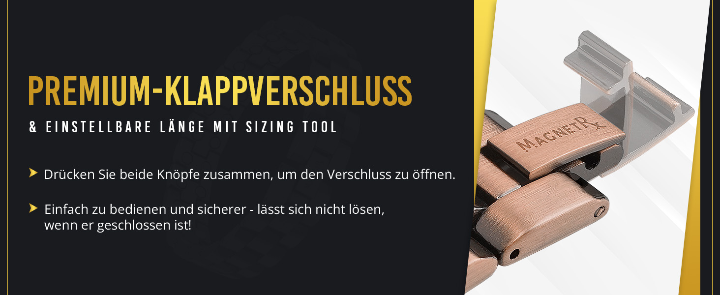 Браслет на руку MagnetRX® з чистої міді для чоловіків - Магнітний браслет для чоловіків, ідеальний при артриті та синдромі карпального тунелю - З інструментом для регулювання розміру (Президентський стиль)