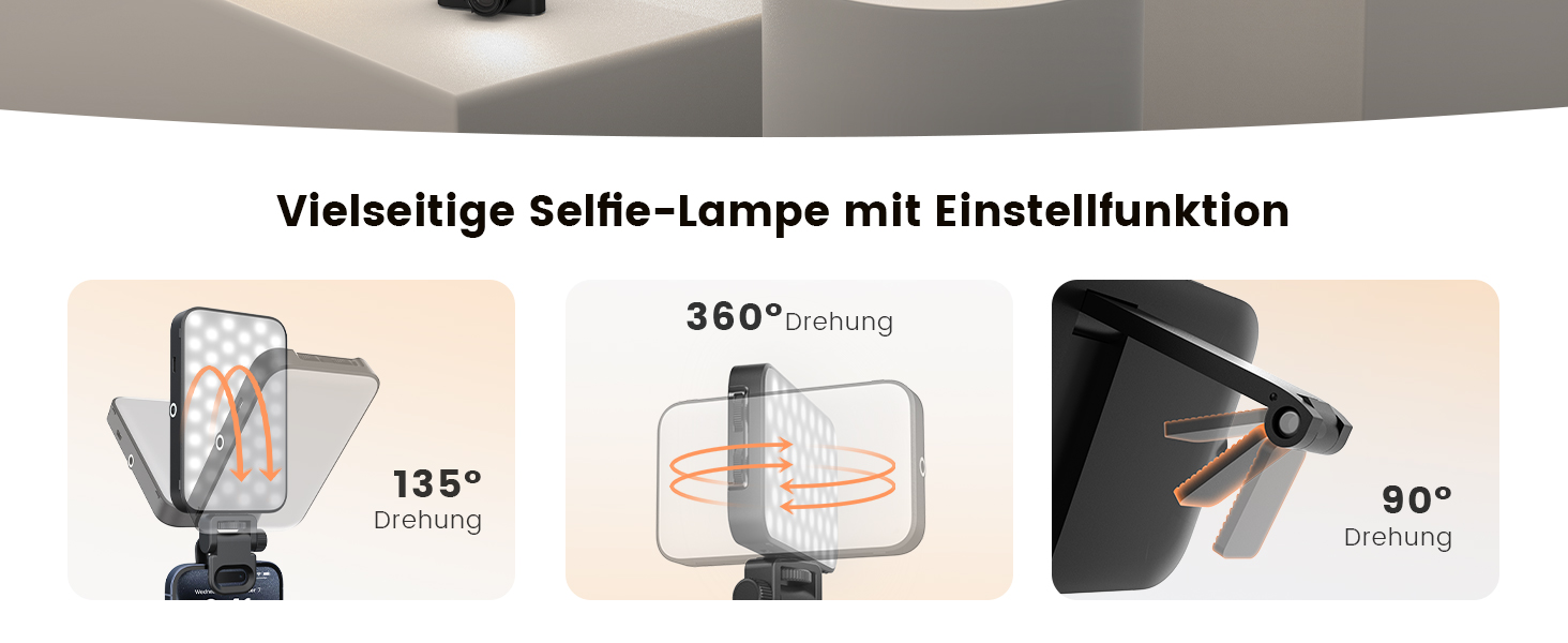 Лампа для селфі з софтбоксом та штативом – перезарядна світлодіодна лампа Clip-Fill з 96 LED, для телефону, iPhone, камери та ноутбука, для макіяжу, TikTok, Vlogs та відеодзвінків