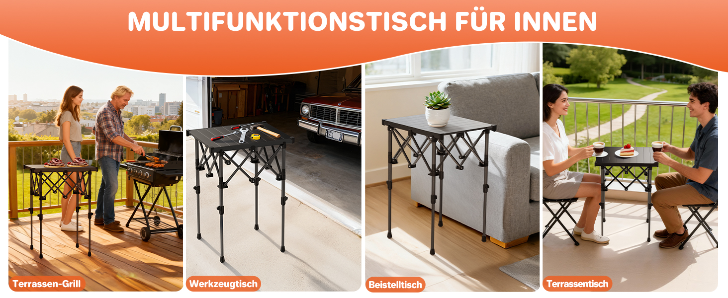 Складаний туристичний стіл Funykich 82x40 см, регулювання висоти (44/70 см), з сітчастою кишенею, для пікніка, кемпінгу, BBQ, саду