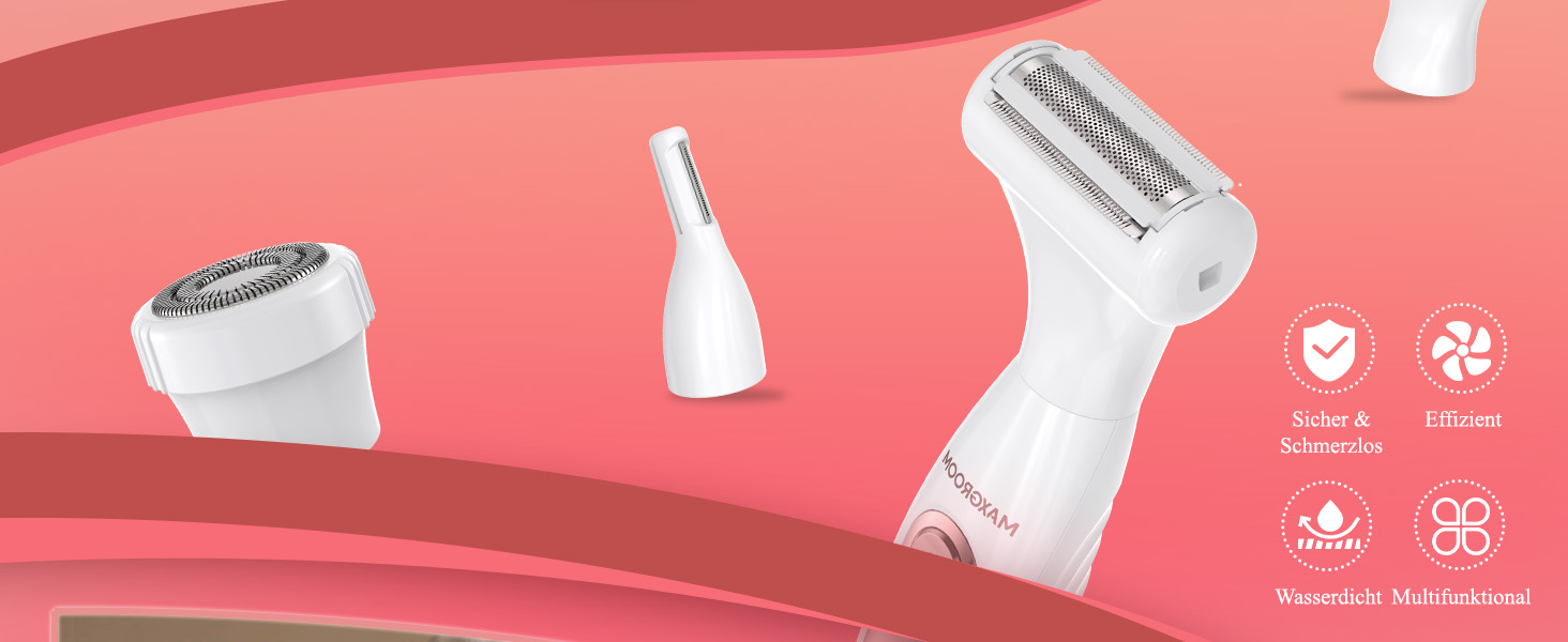 Електричний триммер для тіла MAXGROOM 4-в-1: для обличчя, брів, тіла та інтимної зони, білий