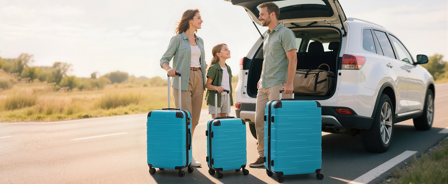 Валіза COOLIFE з ABS пластику, розширювана, з TSA замком та 4 колесами, туркіс-зелена, для ручної поклажі