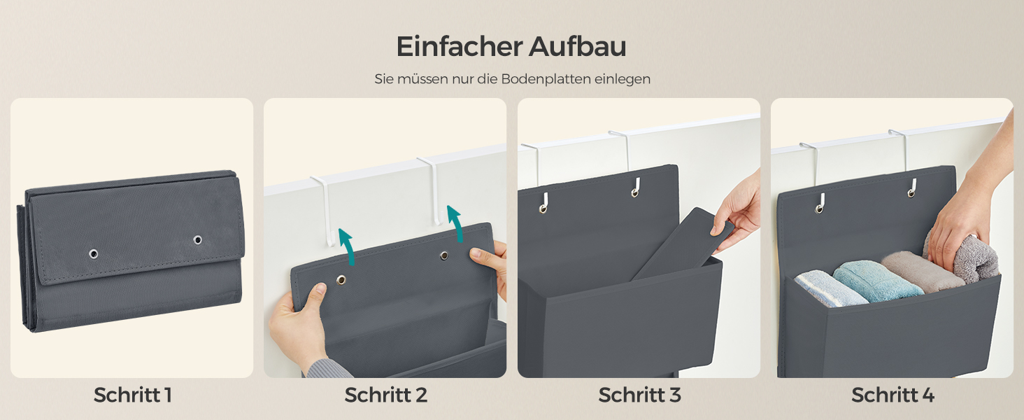 Органайзер для шафи SONGMICS з 4 кишенями, навісна полиця, органайзер для гардеробу, навісне зберігання, органайзер для дверей, спальня, вітальня, 2 x 33,5 x 00 см, RDH04G (2, сірий шифер)