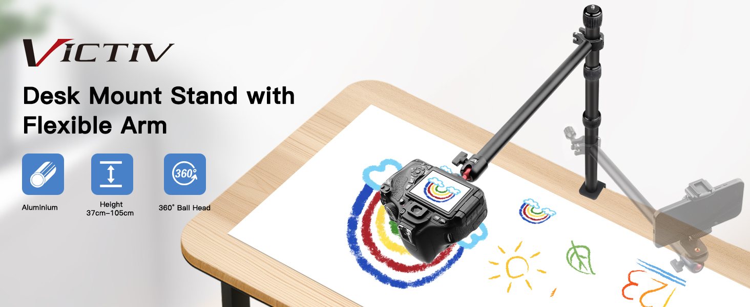 Кріплення для камери Victiv, 37-105 см: гнучкий штатив для DSLR, LED, веб-камери, смартфона (чорний/червоний)