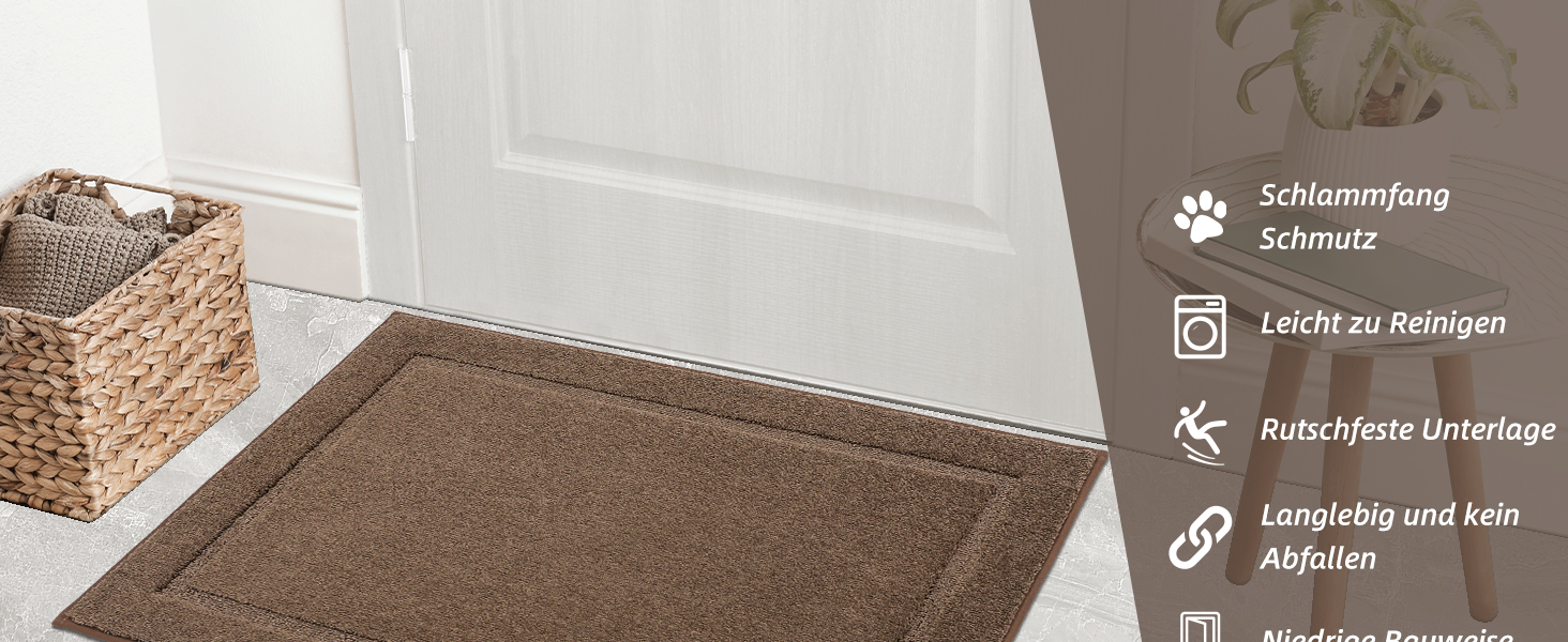 Килимок для дому BEQHAUSE 80x120 см, миючий, для входу, переднього та заднього дверей, коридору (колір: коричневий)