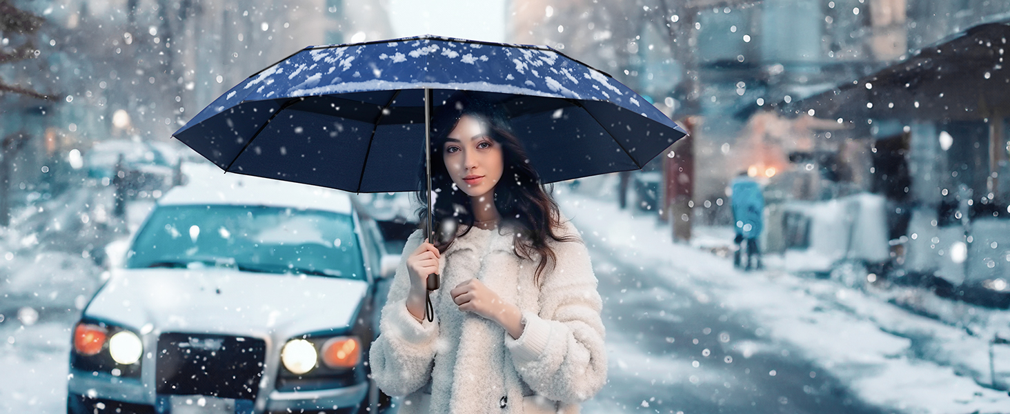 TECKNET Автоматичний парасолька, стійкий до вітру, легкий у використанні, синій