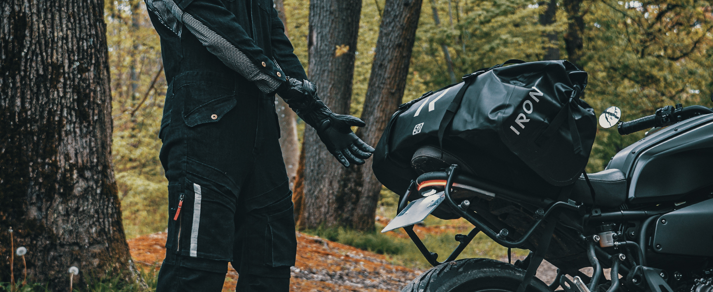 IRON JIA's Motorcycle Bag Luggage Roll Waterproof Motorcycle Rear Bag Saddlebag Travel Bag with roll-sealed shoulder straps suitable for motorcycle cycling camping watersports Black-70L