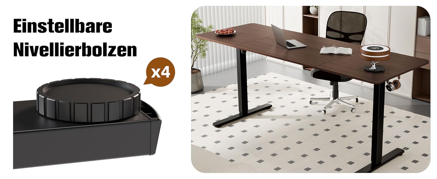Electric Height Adjustable Standing Desk 80x60 cm & 170x60 cm - Ergonomic Desk with Dual Top, White Frame & Walnut Tabletop for Home Office