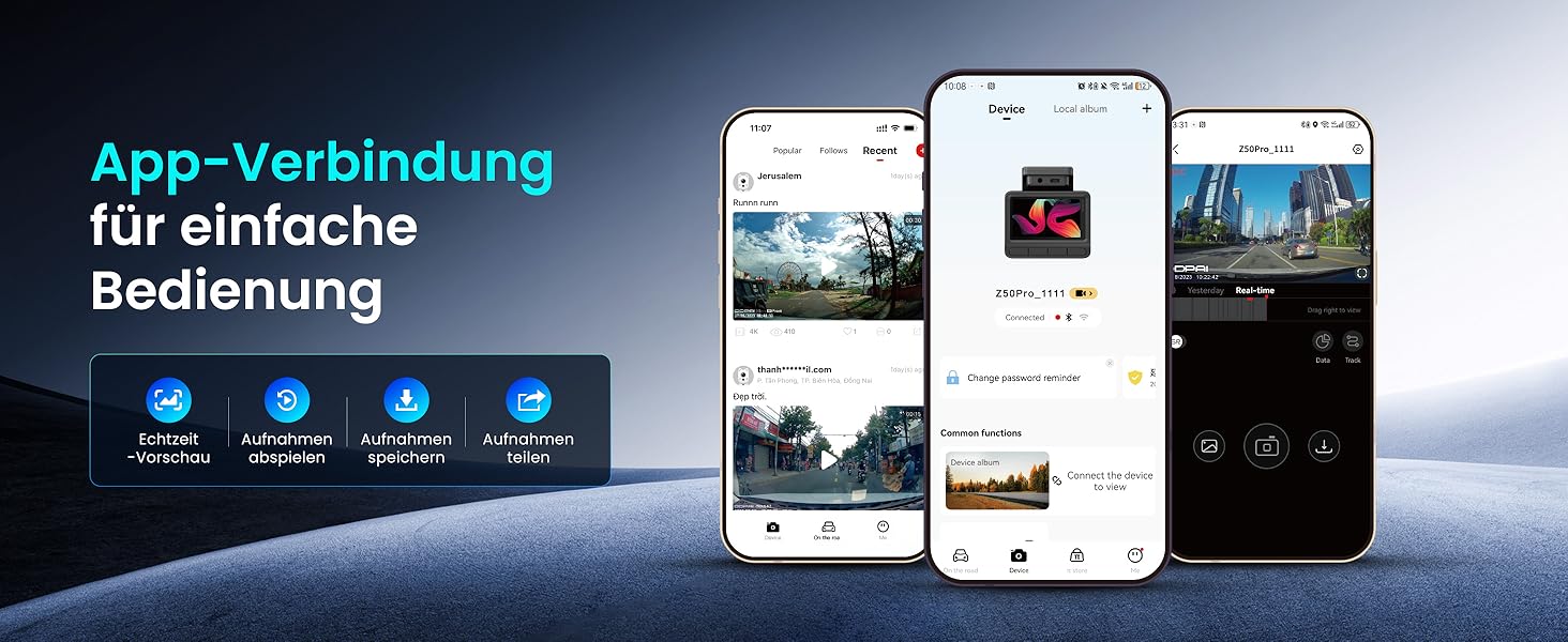 Відеореєстратор DDPAI Z50 Pro 4K: передня та задня камери, GPS, WiFi, ADAS, 64GB