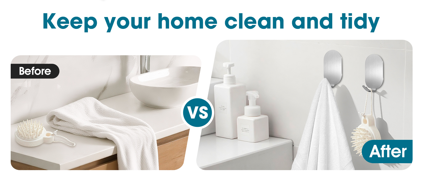 Крючки самоклеючі, 10 шт. з нержавіючої сталі 304, без свердління, для ванної, кухні та вітальні