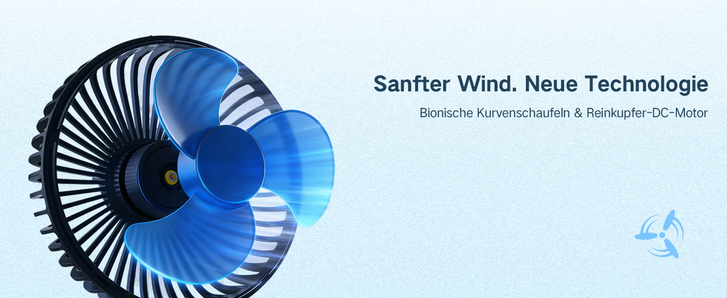 Портативний вентилятор настільний з акумулятором, тихий (30 дБ), 4 швидкості, LED дисплей, USB-C, знімний, для дому та офісу