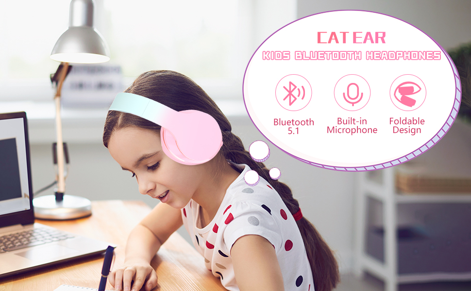 Дитячі навушники Xunpuls Bluetooth Over-Ear з мікрофоном (Рожеві)