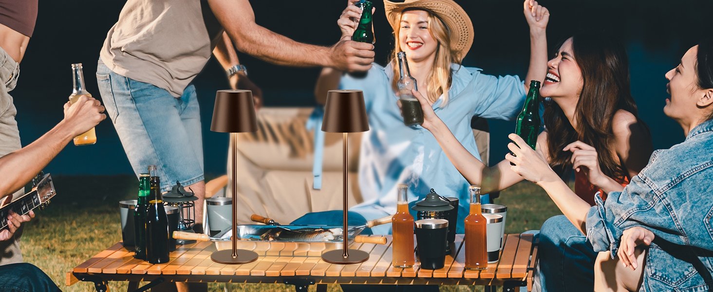 Набір з 2 бездротових настільних світильників LED з акумулятором, диммер сенсорний, 3 режими кольору, USB-C зарядка для спальні, столу, кемпінгу (Чорний)