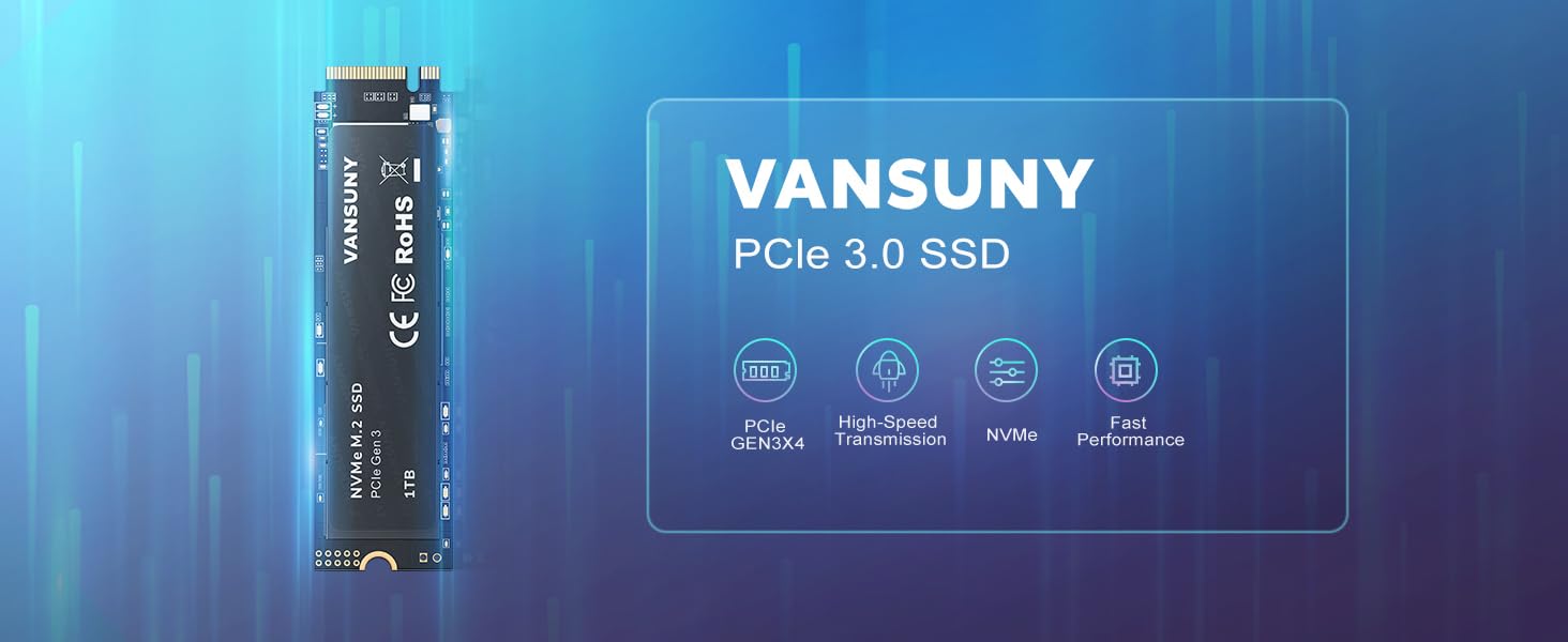 SSD Vansuny 1TB M.2 NVMe Gen3x4 PCIe TLC – Швидкий SSD для ігрового ПК