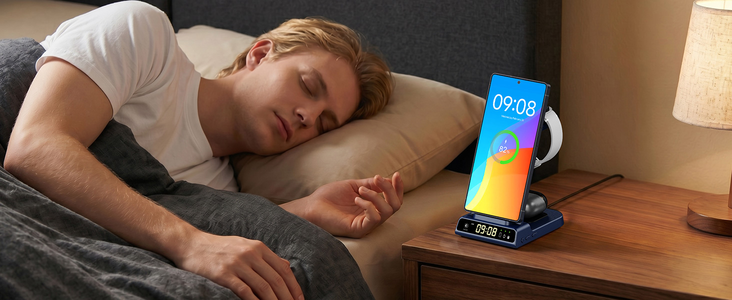 Бездротова зарядка 3-в-1 Samsung S26 Ultra/+/S26, Galaxy S25/S24/S23/Z Flip 7, Watch 8/8 Classic/7/Ultra/6/5, Buds4/4 Pro – Синій