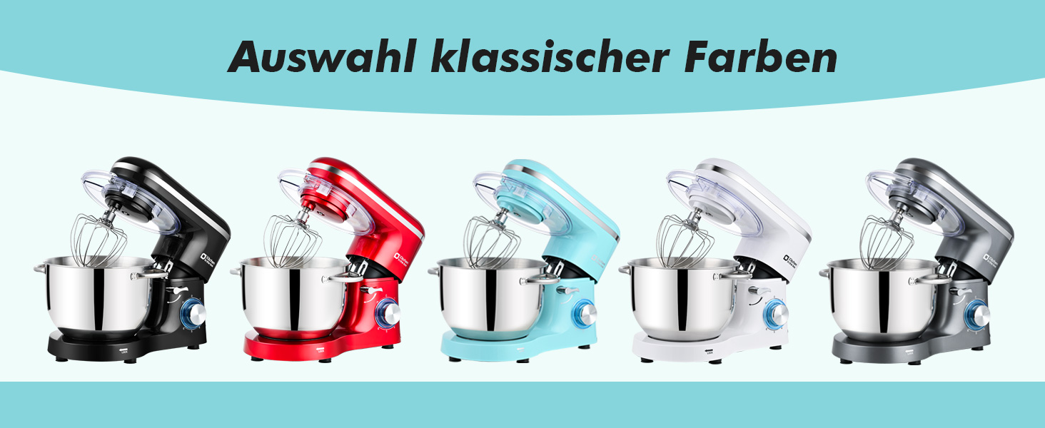 Кухонна машина Küchenmaschine 6.2 л, 1400 Вт, 6 швидкостей з набором насадок (міксер, гак для тіста, вінчик)