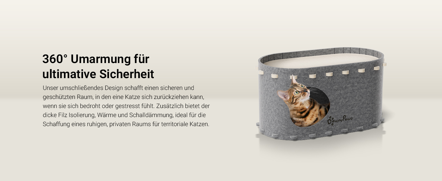 Будиночок для котів з фетру, лежанка для котів, будиночок-печеричка, 58 x 33 x 30 см, ігровий, зимовий, захист кігтів, сірий (один)