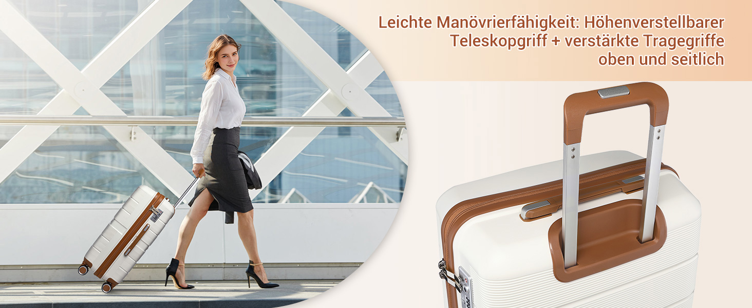 Чемодан British Traveller Mittelgroß: міцний валіза на 8 коліщатках з TSA-замком, 66 x 43.3 x 28.5 см, бежевий