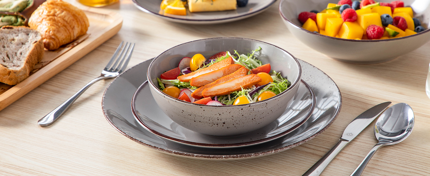 Набір посуду Vancasso NAVIA, 24 елементи, кераміка, сірий, для 4 осіб