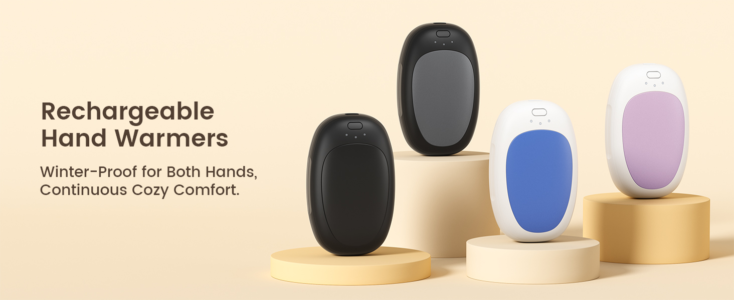 Jonwall Електричні грілки для рук 2 шт., USB-грілки, багаторазові, 3 режими нагріву, портативні, для кемпінгу, гольфу, чорні