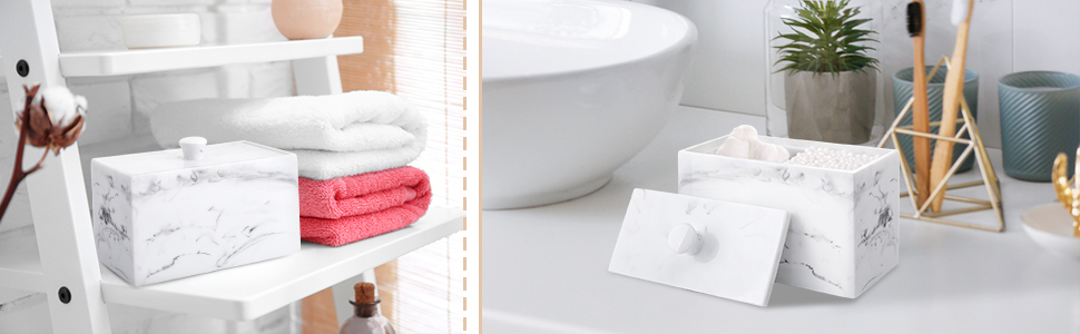 Органайзер для ватних паличок та дисків Luxspire з 2 відсіками. Косметичний бокс для зберігання ватних паличок, дисків та інших аксесуарів. Білий колір.