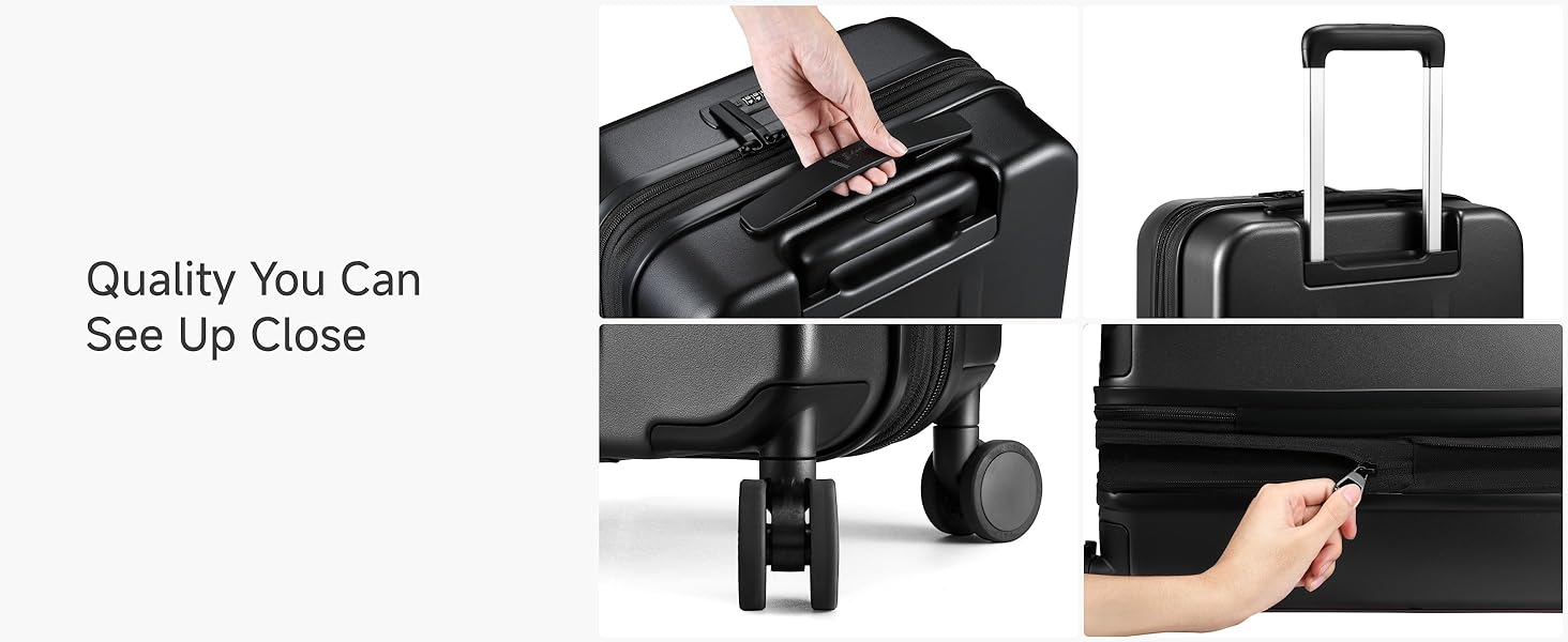 Чемодан-валіза LUGGEX на ручках з відділенням для ноутбука – розширюваний жорсткий валіза з полікарбонату з TSA-замком (Чорний, 56×38×24 см)