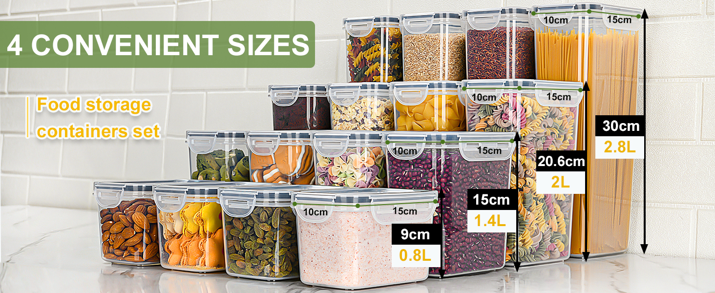 Набір контейнерів для продуктів з кришкою, 16 шт. BPA free, герметичні, для зберігання круп, борошна, мюслі. Органайзери для кухні з етикетками