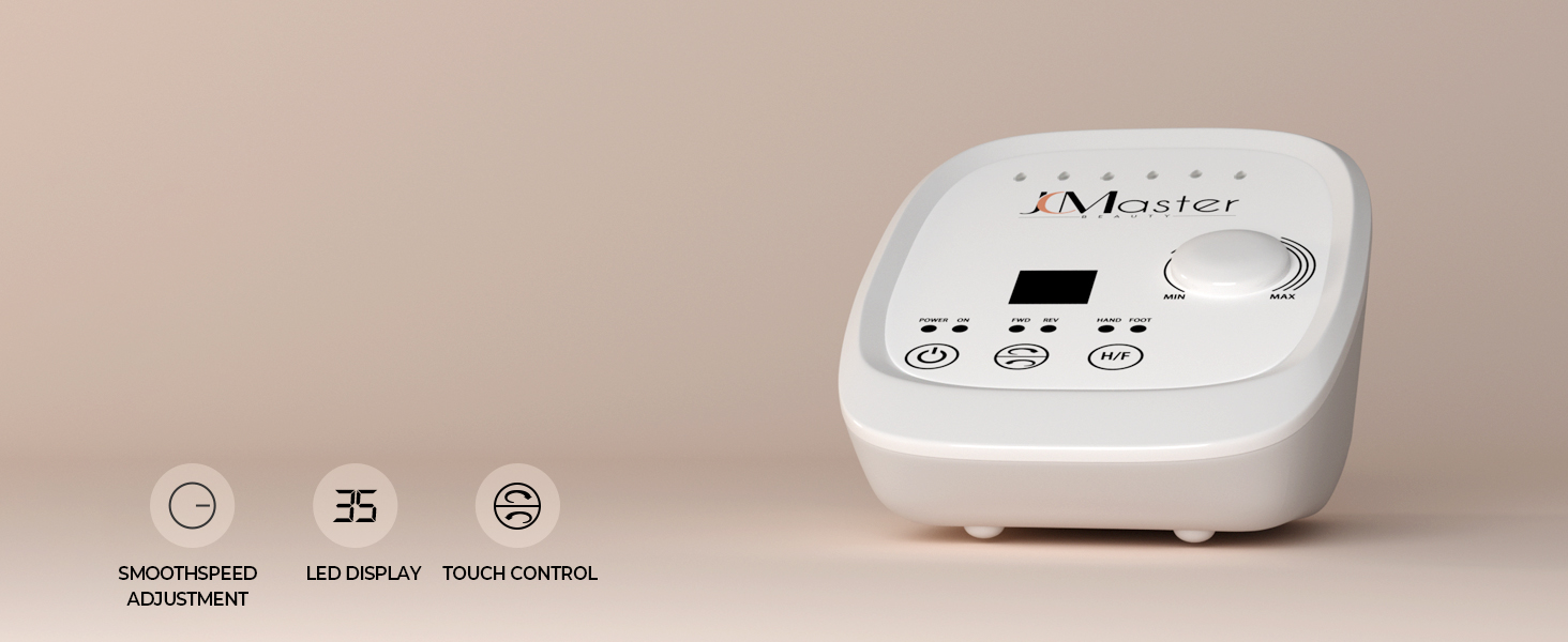 Nagelfräser JCMaster Profi: Електрична шліфувальна машинка для нігтів з педаллю, 35000 об/хв, 6 біт, чорна