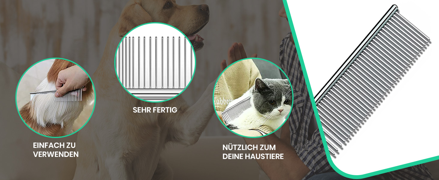 Професійна щітка Candure для собак та котів з довгим волоссям, гребінець для грумінгу, 17+9 зубців, видаляє ковтуни та шерсть (блакитний, зелений)