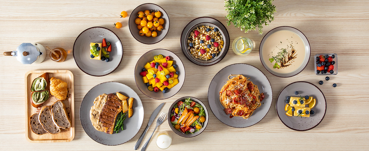 Набір посуду Vancasso NAVIA, 24 елементи, кераміка, сірий, для 4 осіб