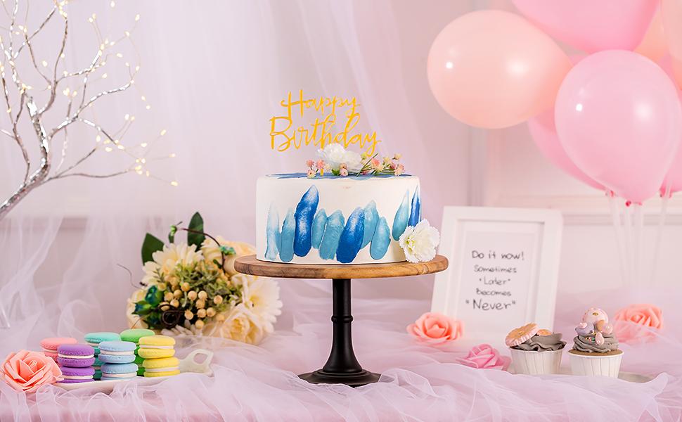 Дзеркальце для торта NUPTIO, 3 шт. в наборі: дерев'яний, рустикальний, для весілля, дня народження, дитячого свята, десертів та тістечок (чорний, 25.5 см)