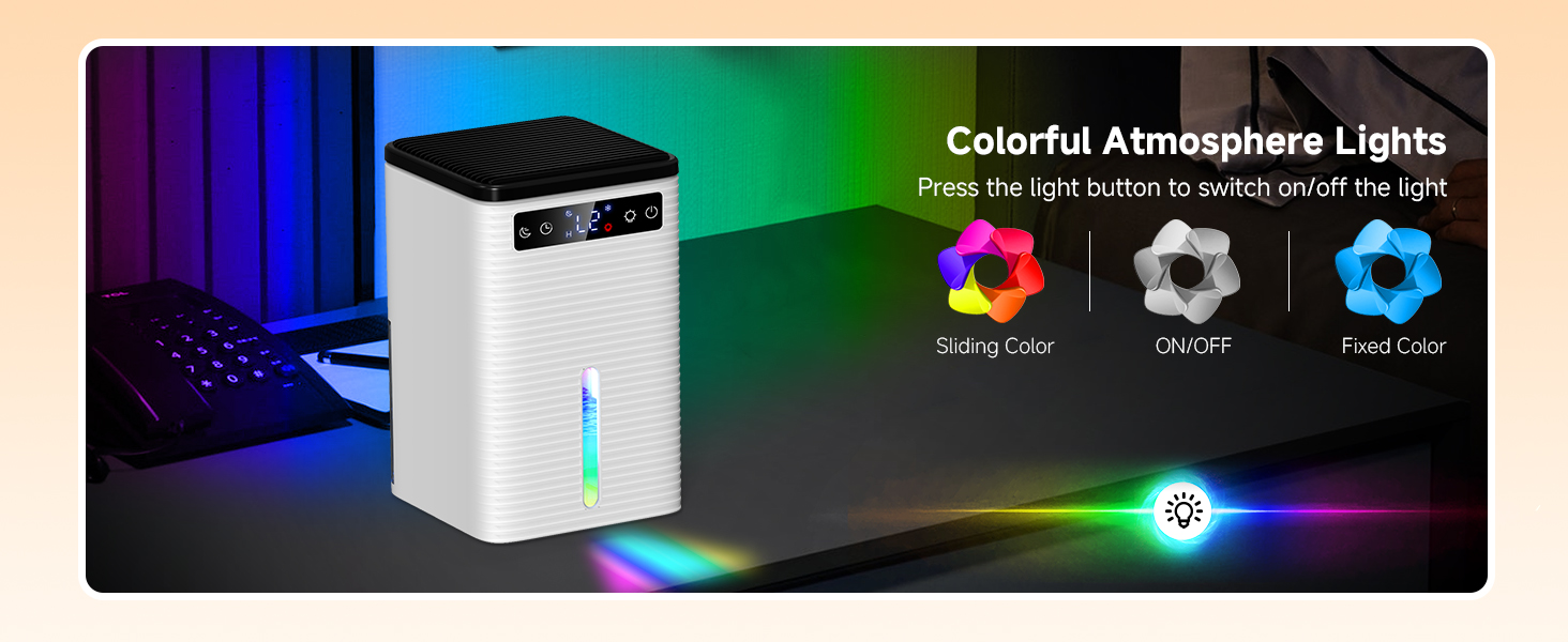 Електричний осушувач повітря 2500 мл з таймером та LED-підсвічуванням для дому